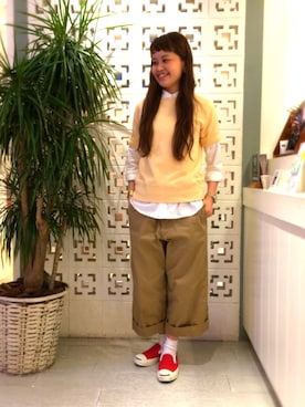 「スウェット×シャツ」｜ASAMI OKANOさん（レディース・160cm）の春コーディネート