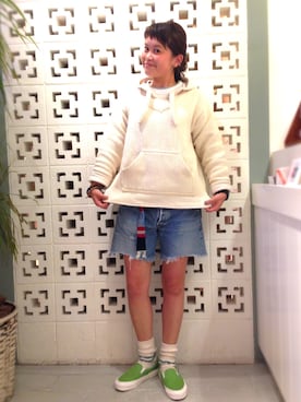 「BEAMS BOY（ビームスボーイ）のアイテム（Tシャツ/カットソー）」を使った、ASAMI OKANOさん（レディース・160cm）の夏コーディネート