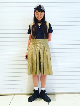 「アイテム（レインシューズ）」を使った、ASAMI OKANOさん（レディース・160cm）の夏コーディネート