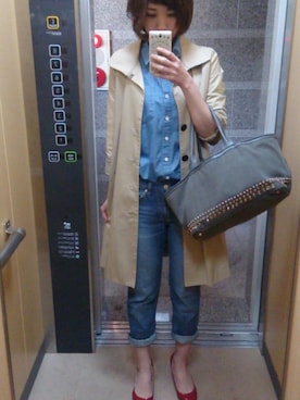 「G.V.G.V.（ジーヴィージーヴィー）のアイテム（トレンチコート）」を使った、yurieneさん（レディース・161cm）の春コーディネート