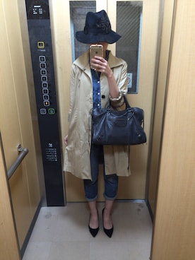 「G.V.G.V.（ジーヴィージーヴィー）のアイテム（トレンチコート）」を使った、yurieneさん（レディース・161cm）の秋コーディネート