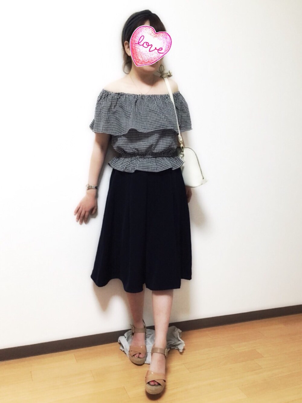 「GUの（GU）イージードレープポンチガウチョパンツ（パンツ、ブルー系）」を使った、yukariさん（レディース・145cm）の夏コーディネートの1枚目の写真