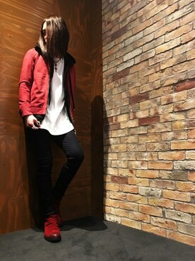 「NO ID.（ノーアイディ）のアイテム（ブルゾン）」を使った、Yu~kiさん（メンズ・174cm）の秋コーディネート
