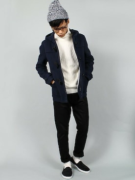 「アイテム（ダッフルコート）」を使った、SHOW・高松さん（メンズ・175cm）の冬コーディネート