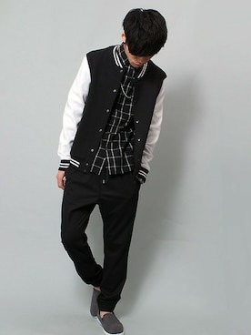 「アイテム（スタジャン）」を使った、SHOW・高松さん（メンズ・175cm）の春コーディネート