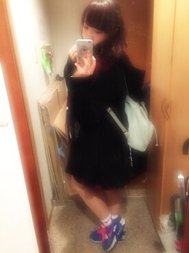 「NICE CLAUP（ナイスクラップ）のアイテム（ダッフルコート）」を使った、速見 里菜さん（レディース・155cm）の冬コーディネート