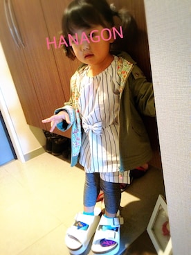 「Familiar （ファミリア）のアイテム（ジャケット/アウター）」を使った、HANAGONさん（キッズ・90cm）の春コーディネート