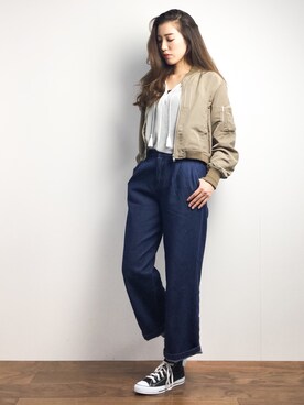 「Ameri（アメリ）のアイテム（ジャケット/アウター）」を使った、川平沙紀さん（レディース・168cm）の冬コーディネート