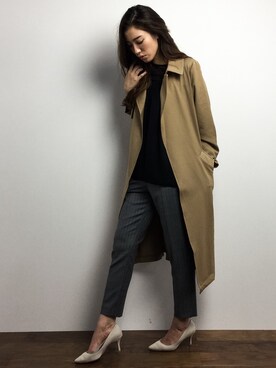「WEGO（ウィゴー）のアイテム（トレンチコート）」を使った、川平沙紀さん（レディース・168cm）の冬コーディネート