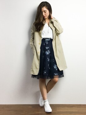「Ray BEAMS（レイビームス）のアイテム（ステンカラーコート）」を使った、川平沙紀さん（レディース・168cm）の冬コーディネート