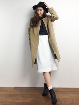「YECCA VECCA（イェッカヴェッカ）のアイテム（ピーコート）」を使った、川平沙紀さん（レディース・168cm）の冬コーディネート