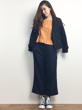 「31 Sons de mode（トランテアン　ソン　ドゥ　モード）のアイテム（ピーコート）」を使った、川平沙紀さん（レディース・168cm）の冬コーディネート
