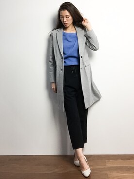 「NATURAL BEAUTY BASIC（ナチュラルビューティーベーシック）のアイテム（チェスターコート）」を使った、川平沙紀さん（レディース・168cm）の冬コーディネート
