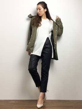 「green label relaxing（グリーンレーベルリラクシング）のアイテム（モッズコート）」を使った、川平沙紀さん（レディース・168cm）の春コーディネート