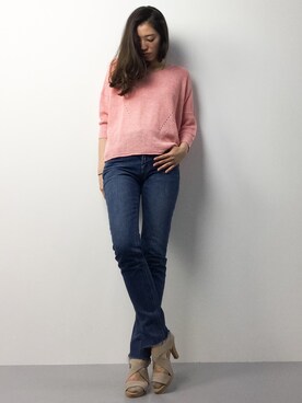 「MOUSSY（マウジー）のCUT OFF STRAIGHT（デニムパンツ）」を使った、川平沙紀さん（レディース・168cm）の春コーディネート
