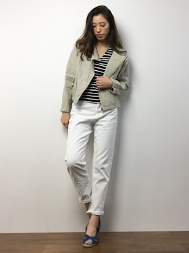 「So 1:1（ソウワンバイワン）のアイテム（ジャケット/アウター）」を使った、川平沙紀さん（レディース・168cm）の春コーディネート