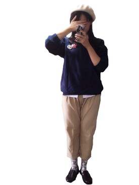 「HANES（ヘインズ）のアイテム（スウェット）」を使った、haruさん（レディース・163cm）の秋コーディネート