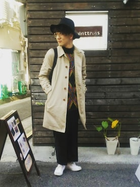 「アイテム（ステンカラーコート）」を使った、あんてぃらさん（メンズ・178cm・10代）の冬コーディネート