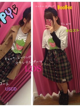 「シャツワンピ」｜「アイテム（ピーコート）」を使った、HARUKAさん（レディース・158cm）の冬コーディネート