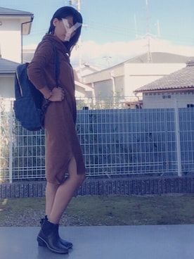「学校」｜「アイテム（レインシューズ）」を使った、yasuhoさん（レディース・157cm）の秋コーディネート