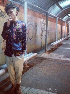 「streetsnap」｜「アイテム（スラックス）」を使った、Eugene Chenさん（メンズ・175cm）の冬コーディネート