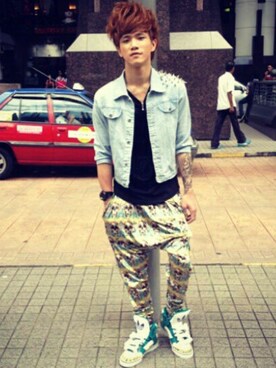 「streetsnap」｜「アイテム（デニムジャケット）」を使った、Eugene Chenさん（メンズ・175cm）の冬コーディネート