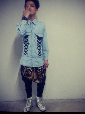 「streetsnap」｜「アイテム（デニムジャケット）」を使った、Eugene Chenさん（メンズ・175cm）の冬コーディネート