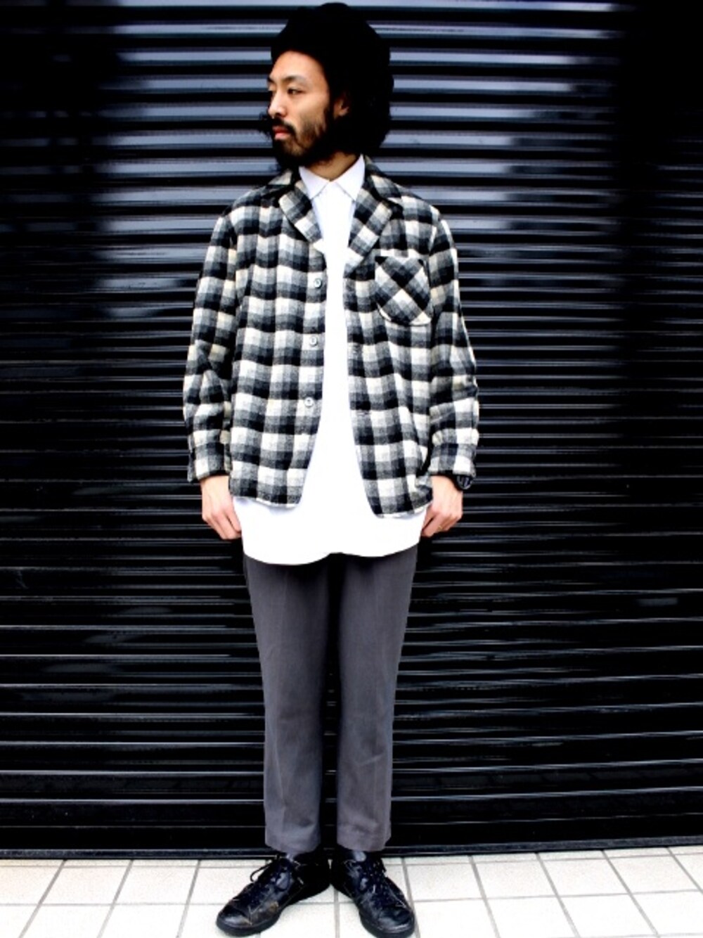 「連投すみません、ウールセットアップ、チェック、PENDLETON」｜「PENDLETONの50年代 Pendlton Wool JKT（シャツ/ブラウス、その他）」を使った、higeさん（メンズ・174cm）の秋コーディネートの1枚目の写真