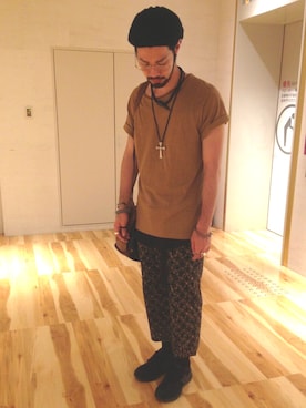 「H&M（エイチ・アンド・エム）のアイテム（ハンチング/ベレー帽）」を使った、ハーレーさん（メンズ・178cm）の春コーディネート