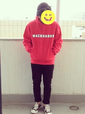 「MACKDADDY（マックダディー）のアイテム（パーカー）」を使った、WWSN9さん（メンズ・179cm）の春コーディネート