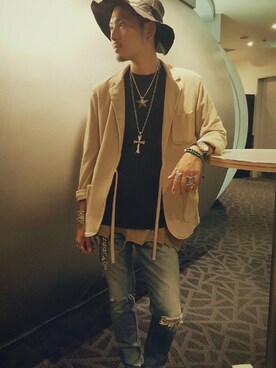 「cloudy cloudy（クラウディクラウディ）のアイテム」を使った、Y-DRAGONさん（メンズ・176cm）の夏コーディネート