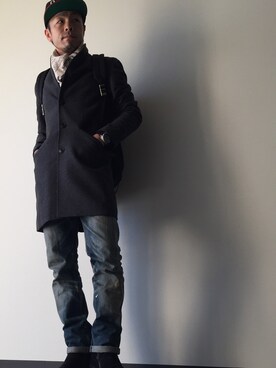 「N.HOOLYWOOD（N.ハリウッド）のアイテム（チェスターコート）」を使った、shu ☆ 092さん（メンズ・167cm）の秋コーディネート
