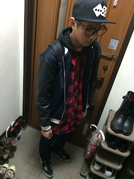 「AIR MAX」｜「アイテム（スタジャン）」を使った、凜さん（メンズ・176cm）の冬コーディネート
