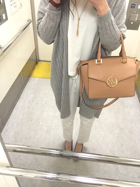 「BLISS POINT（ブリスポイント）のアイテム（その他パンツ、ホワイト系）」を使った、y u iさん（レディース・162cm）の春コーディネート