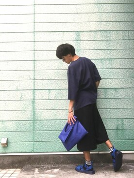 「HERE'S（HERE'S）のアイテム（バッグ）」を使った、RYONCHYさん（メンズ・169cm）の夏コーディネート