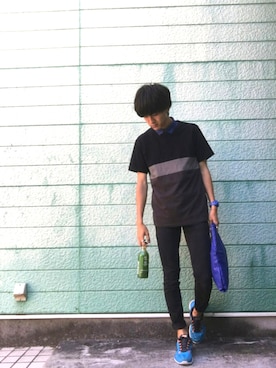 「HERE'S（HERE'S）のアイテム（バッグ）」を使った、RYONCHYさん（メンズ・169cm）の夏コーディネート