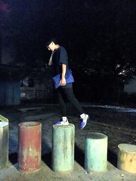 「HERE'S（HERE'S）のアイテム（バッグ）」を使った、RYONCHYさん（メンズ・169cm）の夏コーディネート