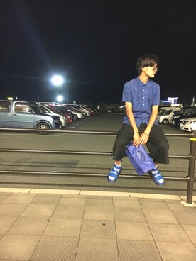 「HERE'S（HERE'S）のアイテム（バッグ）」を使った、RYONCHYさん（メンズ・169cm）の夏コーディネート