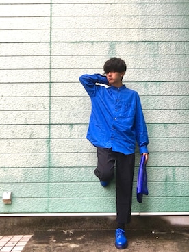 「HERE'S（HERE'S）のアイテム（バッグ）」を使った、RYONCHYさん（メンズ・169cm）の秋コーディネート