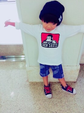 「BEN DAVIS（ベンデイビス）のアイテム（Tシャツ/カットソー）」を使った、daitomaanさん（キッズ・110cm）の秋コーディネート