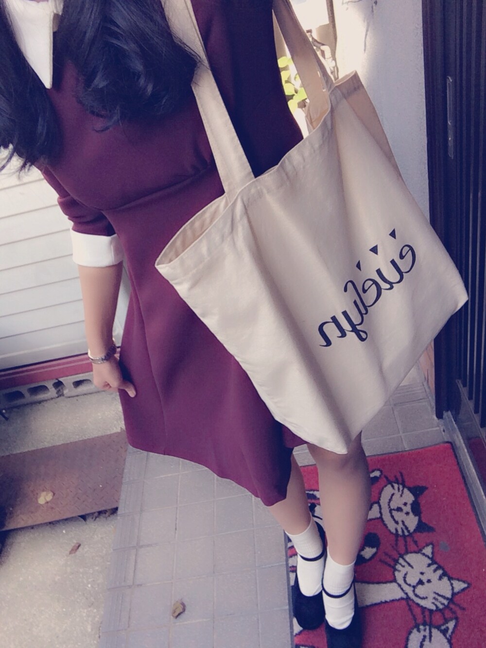 「evelyn、autumn」｜「evelynのアイテム（ワンピース、レッド系）」を使った、まほちんさん（レディース・159cm）の秋コーディネートの1枚目の写真