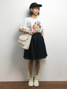 「Honey Salon（ハニーサロン）のアイテム（バッグ）」を使った、saya☺︎さん（レディース・149cm）の夏コーディネート
