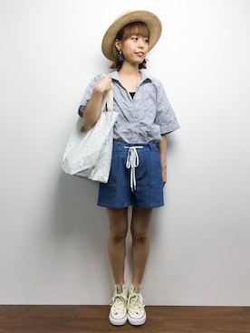 「SURF'S UP PEANUTS（サーフズアップピーナッツ）のアイテム」を使った、saya☺︎さん（レディース・149cm）の夏コーディネート