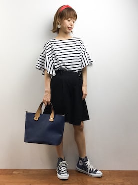 「TIENS ecoute（ティアンエクート）のアイテム（トートバッグ）」を使った、saya☺︎さん（レディース・149cm）の夏コーディネート