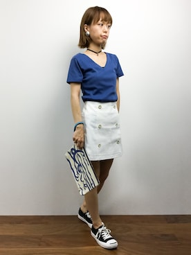 「EDDY GRACE（エディグレース）のアイテム」を使った、saya☺︎さん（レディース・149cm）の夏コーディネート