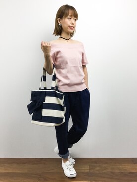 「LAPUIS（ラピュイ）のアイテム（バッグ）」を使った、saya☺︎さん（レディース・149cm）の夏コーディネート
