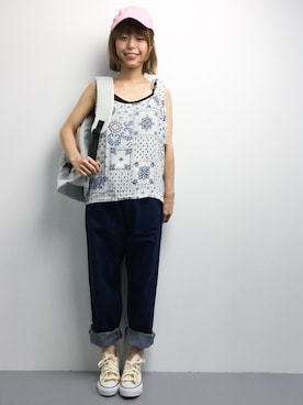 「TSAC（ティーエスエーシー）のアイテム」を使った、saya☺︎さん（レディース・149cm）の夏コーディネート