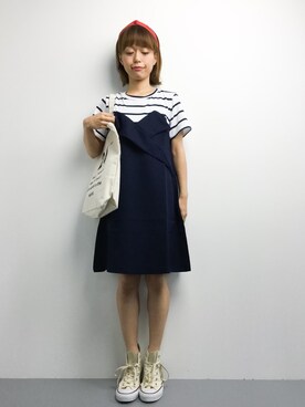「PLAIN CLOTHING（プレーンクロージング）のアイテム（ワンピース/ドレス）」を使った、saya☺︎さん（レディース・149cm）の夏コーディネート