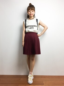 「FIG&VIPER（フィグアンドバイパー）のアイテム（タンクトップ）」を使った、saya☺︎さん（レディース・149cm）の夏コーディネート