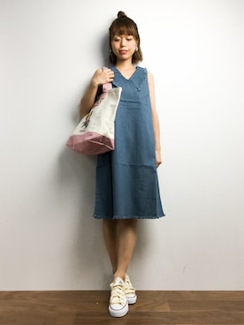 「SURF'S UP PEANUTS（サーフズアップピーナッツ）のアイテム」を使った、saya☺︎さん（レディース・149cm）の夏コーディネート